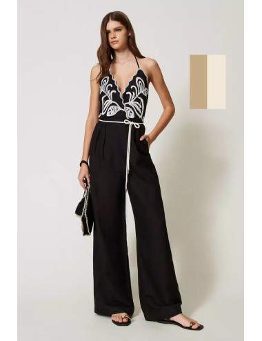 Tuta in misto lino con ricami bic. natural beige/madreperla 251lb2faa 12193 +++