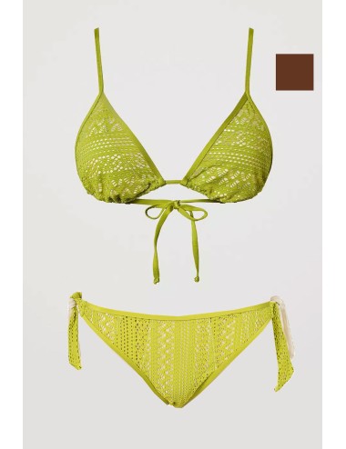 Bikini triangolo effetto pizzo brown stone 251lbmg22-g88 12133