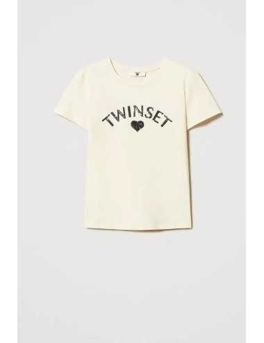 T-shirt regular con logo in paillettes 251ll2sdd 00003