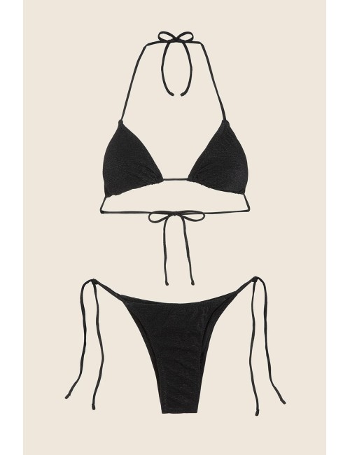 Effek - bikini triangolo con slip regolabile nero fk25-1140bk