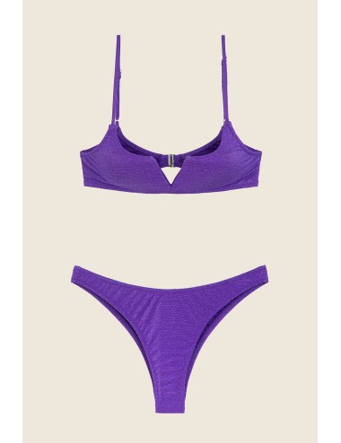 Effek - bikini top con ferretto e slip americano fisso viola fk25-1143pr