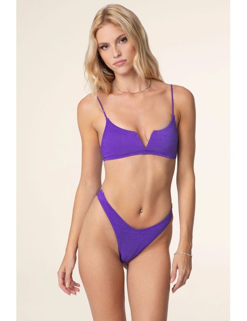 Effek - bikini top con ferretto e slip americano fisso viola fk25-1143pr