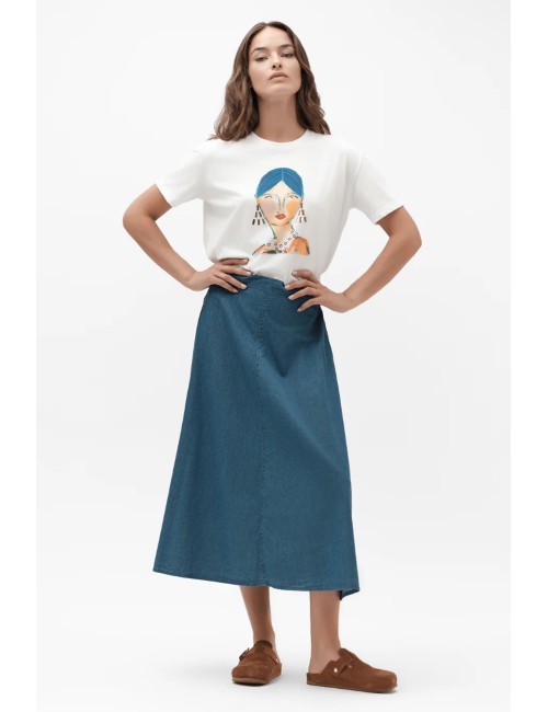 T-shirt stampa volto con applicazioni ww30151 bianco