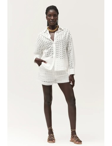 Camicia in pizzo san gallo ww30413 bianco