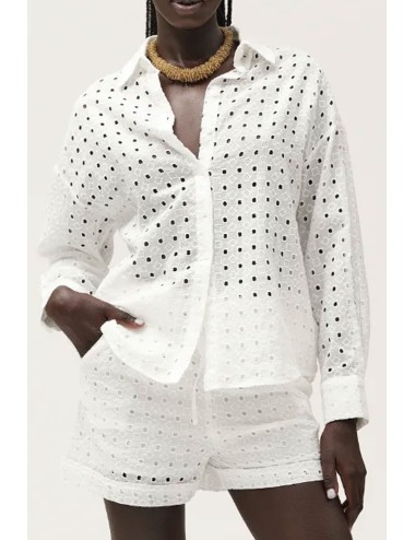 Camicia in pizzo san gallo ww30413 bianco