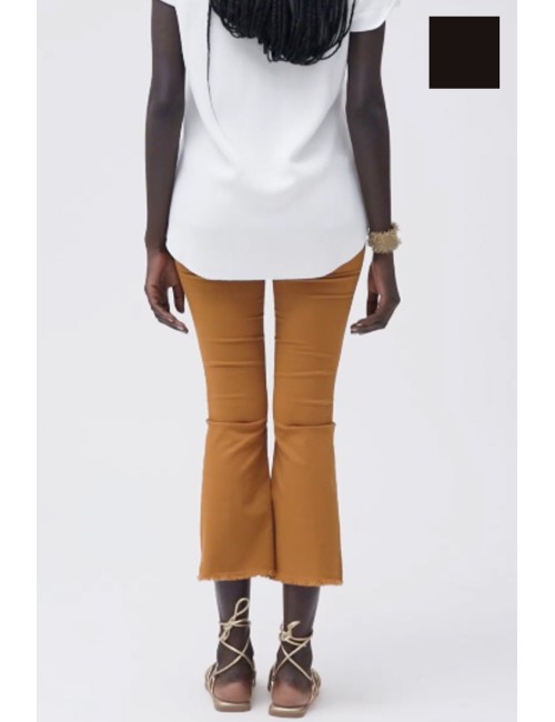 Pantalone a zampetta sfrangiato gambardine ww30509 nero