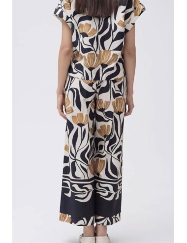 Pantaloni ampio in cotone fantasia ww30700 nero burro