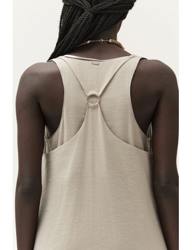 Abito lungo smanicato con doppio pannello ww30706 sabbia +++