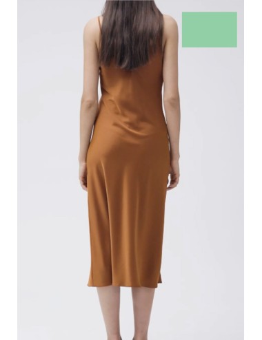 Abito in raso con bretelline ww30756 verde +++