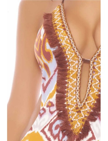 Miss bikini - costume intero con frange etniche v5071o w0636 grbe +++