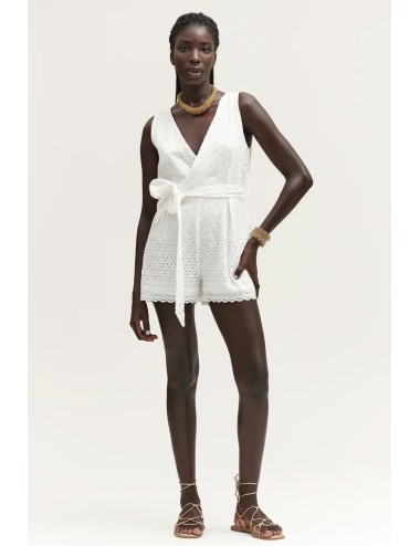 Tuta corta sangallo con scollo ad incrocio ww30409 bianco