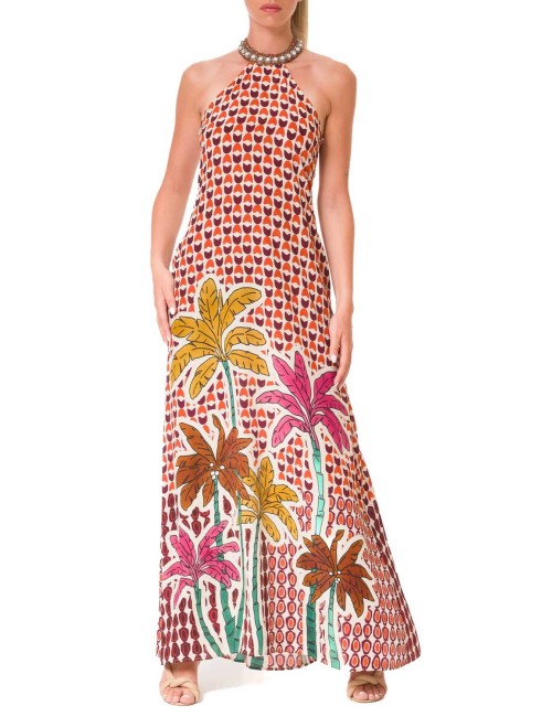 Anjuna - abito michela palme geo cognac