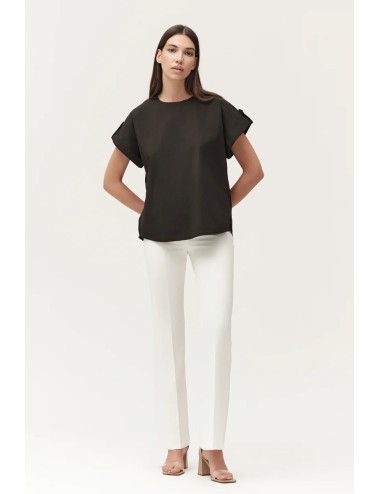 Casacca in cotone con risvolto ww30460 nero