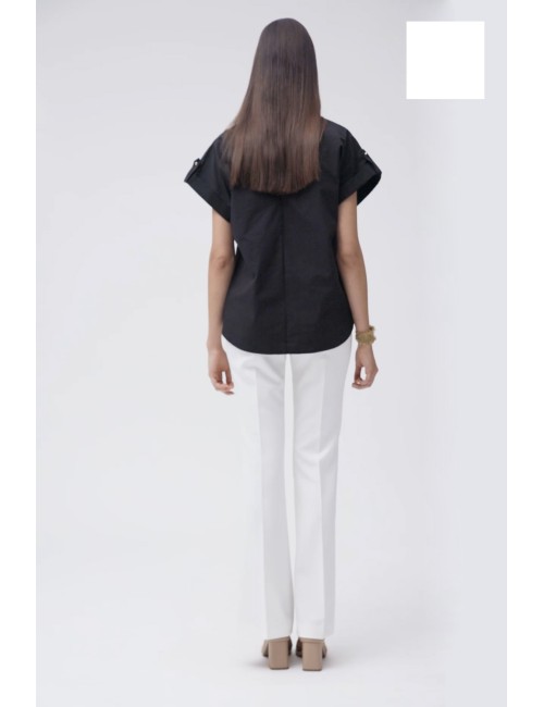 Casacca in cotone con risvolto ww30460 bianco