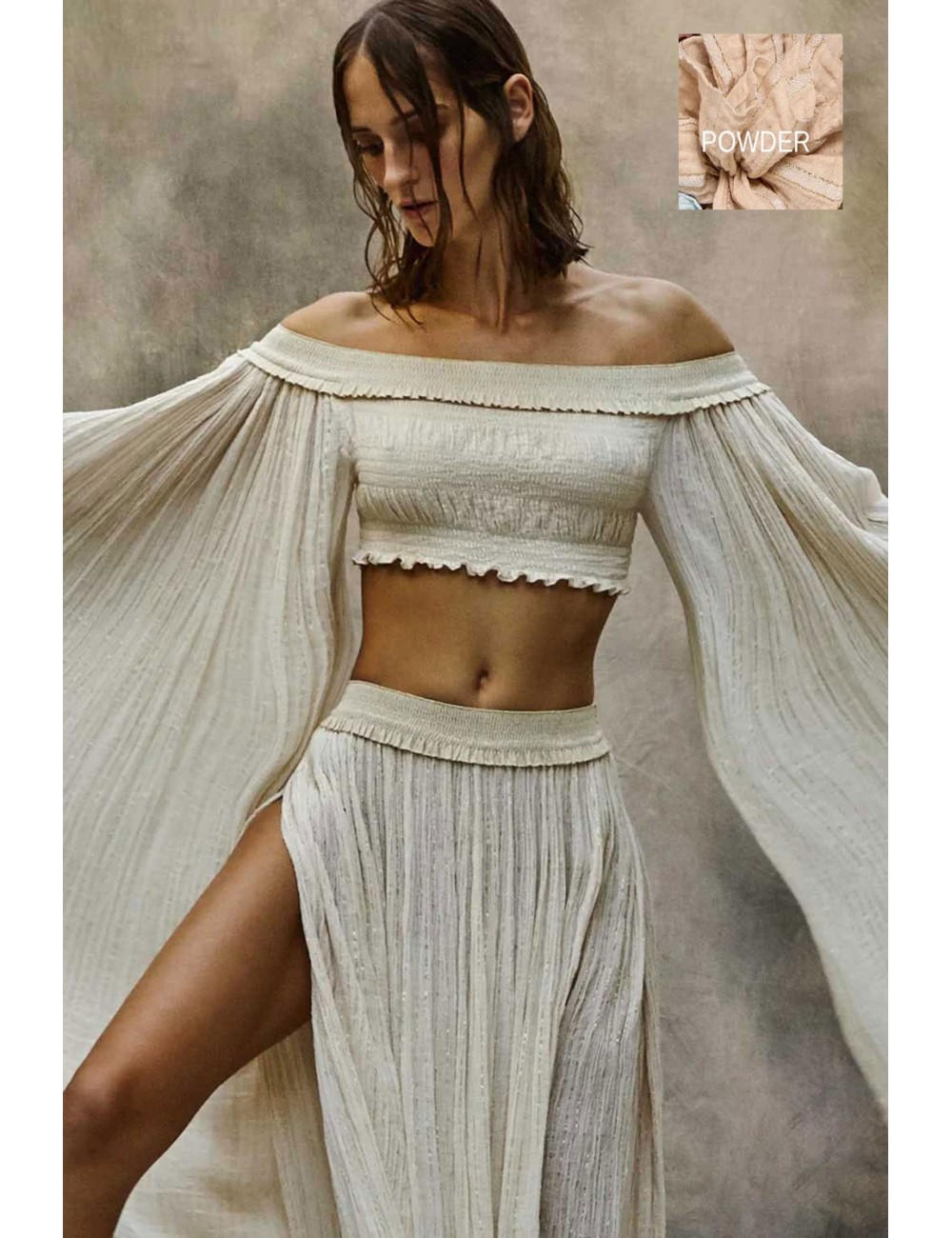 Christianzen - top in lurex maniche lunghe esmeralda powder +++