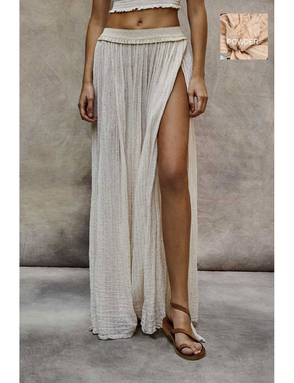 Christianzen - maxi gonna cotone garzato in lurex oro hamsa powder +++