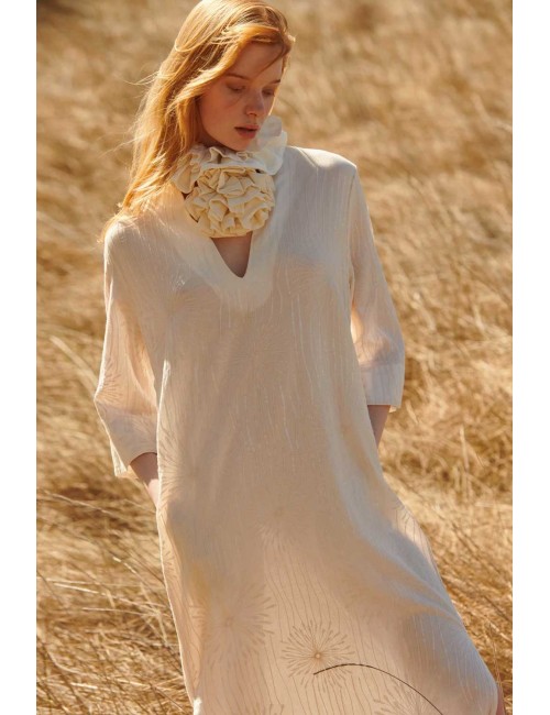 Christianzen - abito maxi caftan  bianca off white