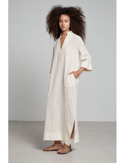 Christianzen - abito maxi caftan  bianca off white