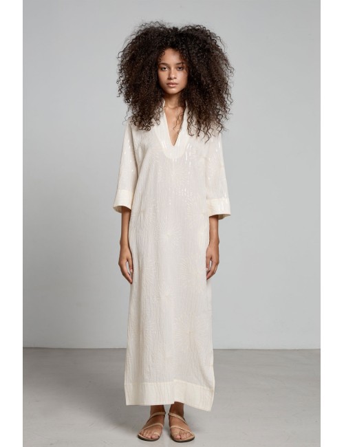 Christianzen - abito maxi caftan  bianca off white