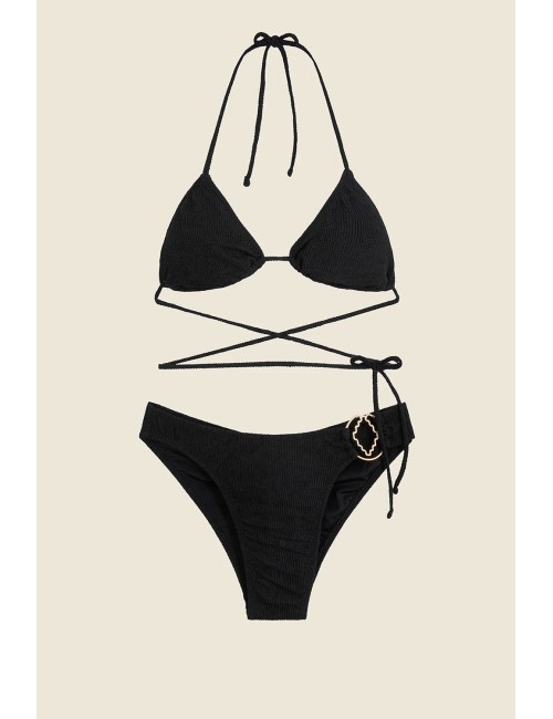 Mefui - bikini triangolo con slip fisso colore nero mf25-0500bk
