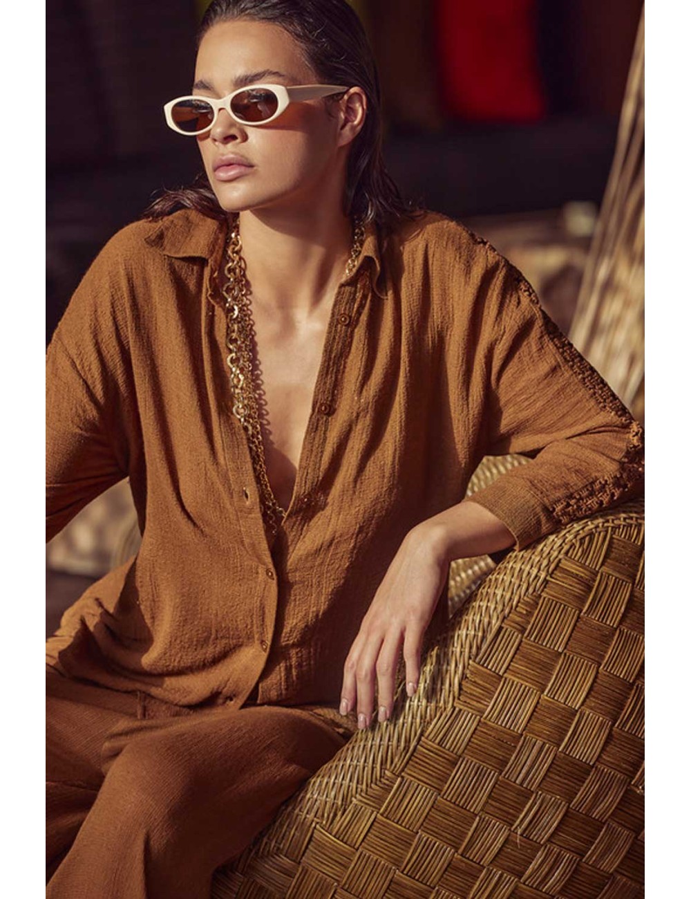 Iconique - camicia shirt rita ic25-112 brown