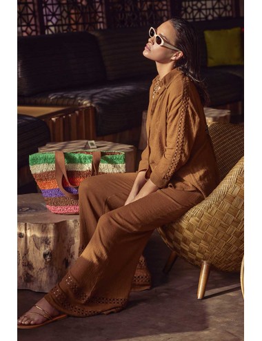 Iconique - pantalone palazzo ic25-113 brown