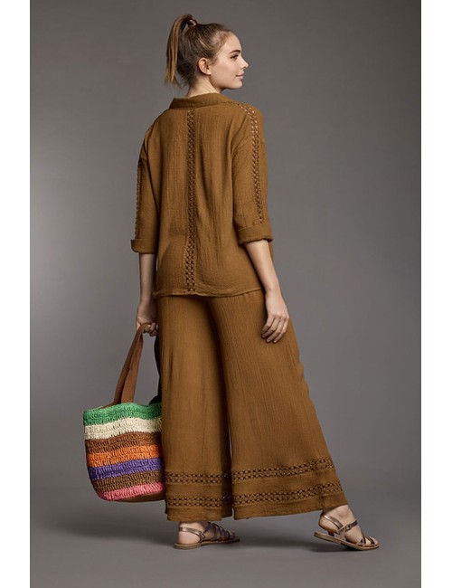 Iconique - pantalone palazzo ic25-113 brown