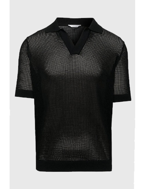 Polo da spiaggia in maglia aperta km0km00963-beh nero