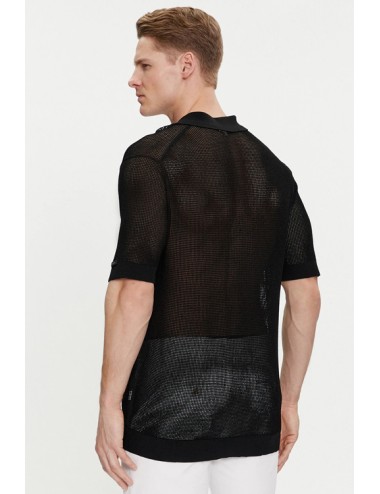 Polo da spiaggia in maglia aperta km0km00963-beh nero