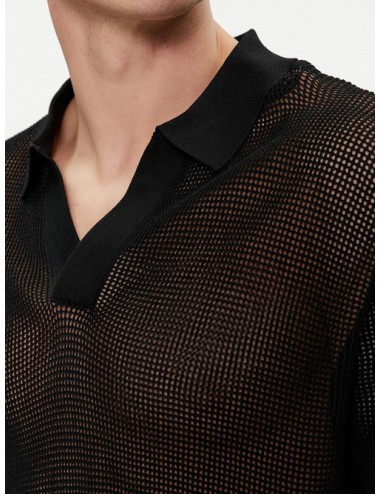 Polo da spiaggia in maglia aperta km0km00963-beh nero