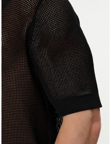 Polo da spiaggia in maglia aperta km0km00963-beh nero