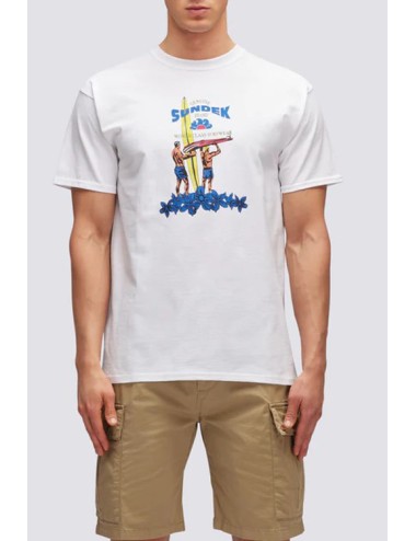 T-shirt stampa sundek heritage m639tejy300 00600 bianca