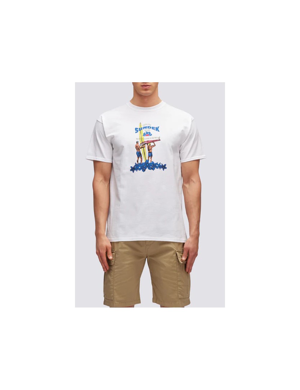 T-shirt stampa sundek heritage m639tejy300 00600 bianca