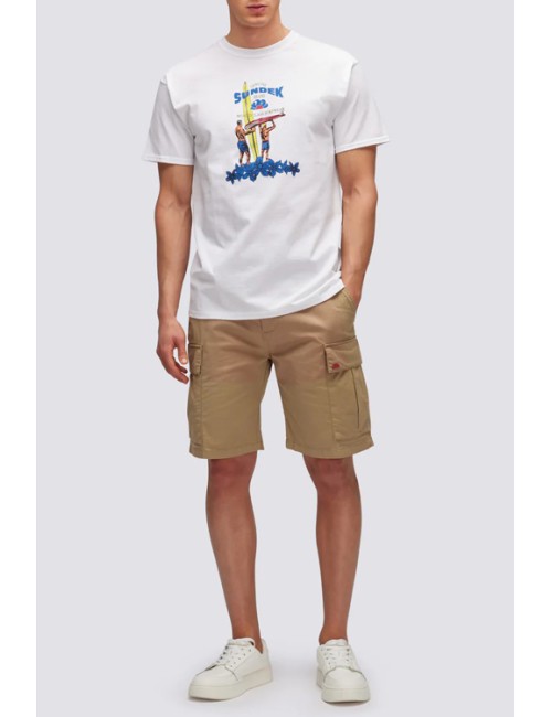 T-shirt stampa sundek heritage m639tejy300 00600 bianca