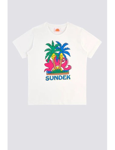 T-shirt stampa sundek island m613tejr900 03900 bianca