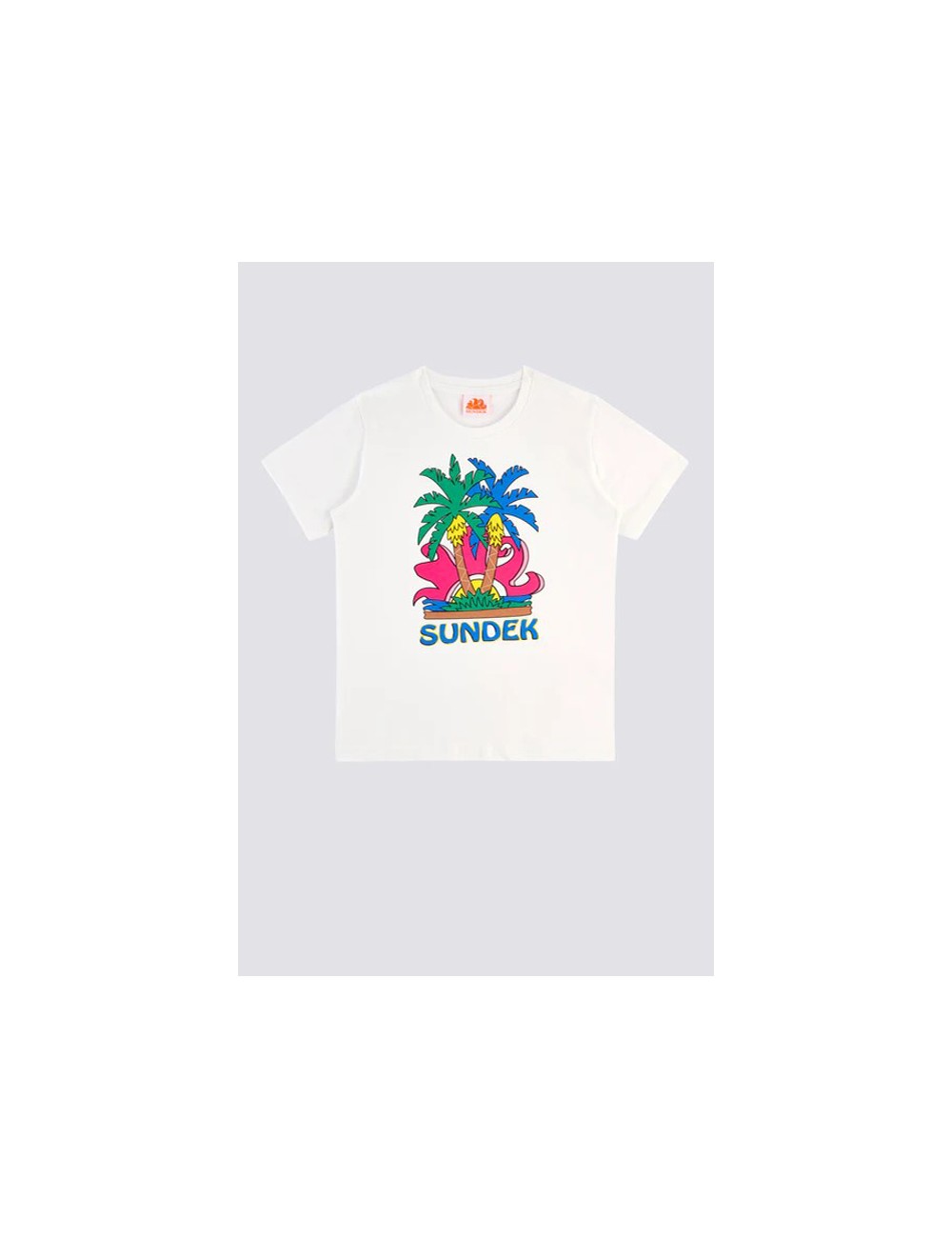 T-shirt stampa sundek island m613tejr900 03900 bianca
