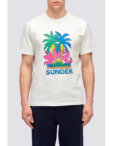 T-shirt stampa sundek island m613tejr900 03900 bianca