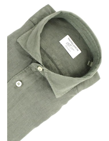 Mastricamiciai - camicia in lino fr069 mc309 28 luca verde mil.