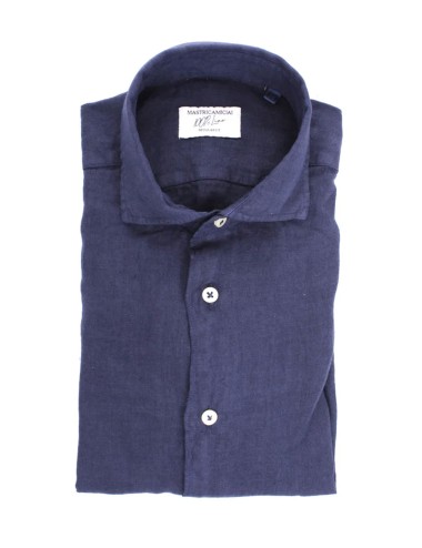 Mastricamiciai - camicia in lino fr069 mc309 13 luca blu