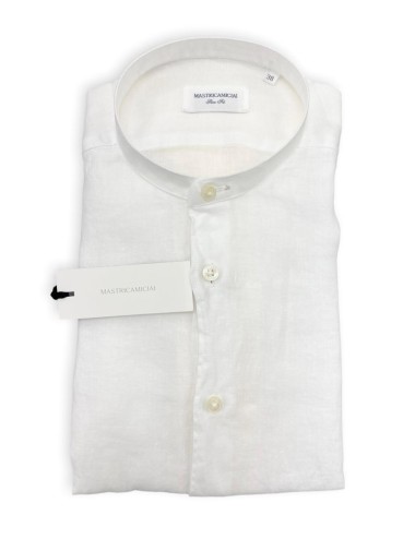 Mastricamiciai - camicia in lino senza collo fr069 mc309 10 guru bianco