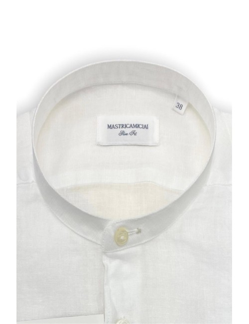 Mastricamiciai - camicia in lino senza collo fr069 mc309 10 guru bianco