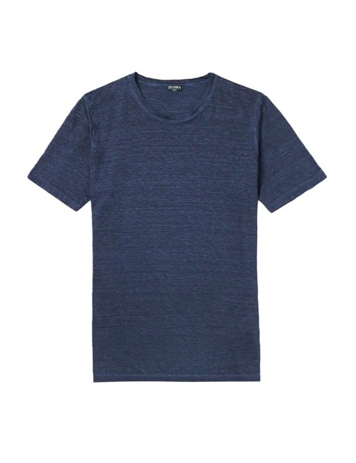 T-shirt in lino aut001 blu