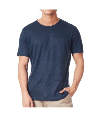 T-shirt in lino aut001 blu