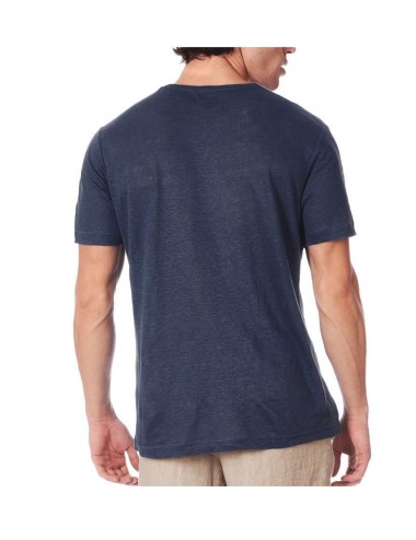 T-shirt in lino aut001 blu