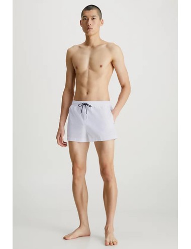 Pantaloncini da bagno con cordoncino corto - logo tape km0km00811-ycd pvh classic white