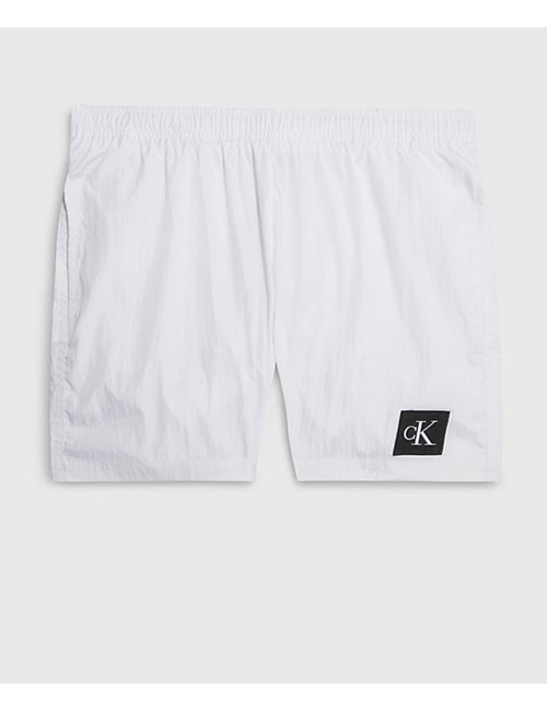 Pantaloncini da bagno con cordoncino medio - ck nylon km0km00819-ycd pvh classic white