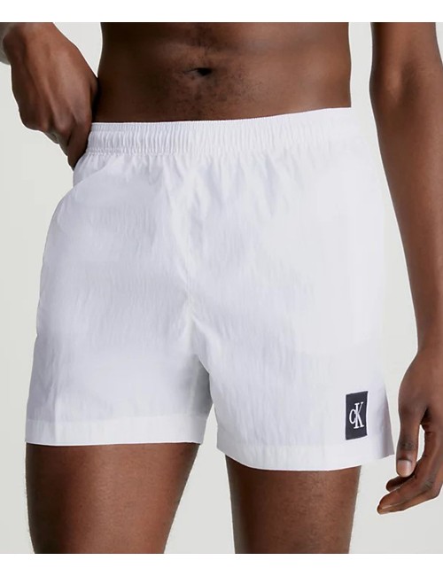 Pantaloncini da bagno con cordoncino medio - ck nylon km0km00819-ycd pvh classic white