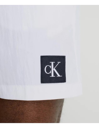 Pantaloncini da bagno con cordoncino medio - ck nylon km0km00819-ycd pvh classic white