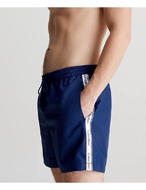 Pantaloncini da bagno con cordoncino medio - logo tape km0km00955-c7e navy