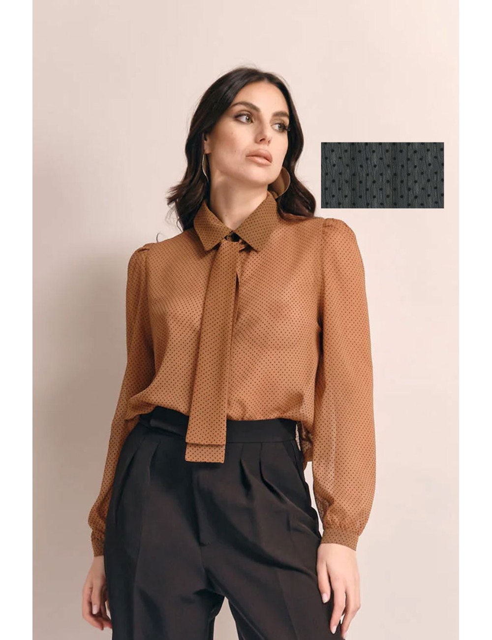 White wise - blusa a pois ww19704 nero